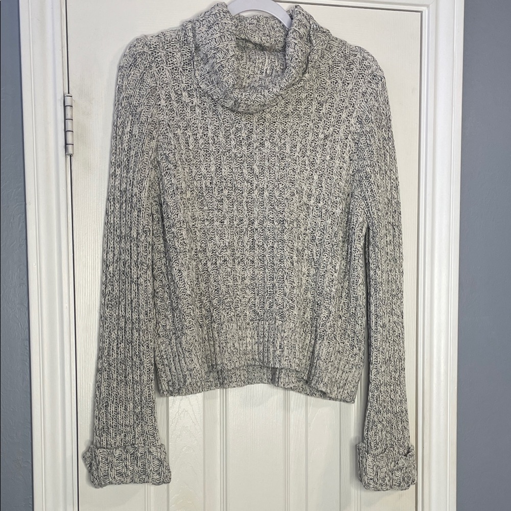 Free People Chunky Knit Gray Cowl Neck Women's Sweater Size Lg GUC